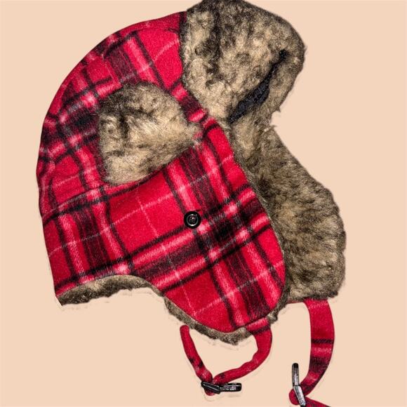 City Hunter Red Trapper Hat Aviator Style One Size - Picture 1 of 6
